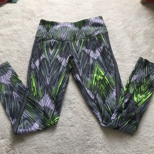 Zella Sz M Leggings Yoga Pants Green Purple
